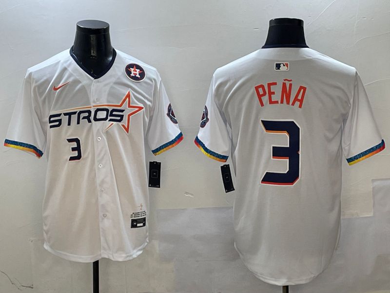 Men Houston Astros #3 Pena White Fourth generation Joint Name 2025 Nike MLB Jersey style 5->houston astros->MLB Jersey